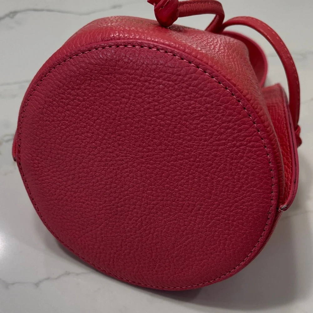 Pink Leather Drawstring Hobo Bag Made in ITALY.